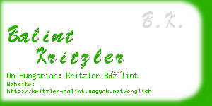 balint kritzler business card